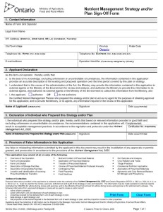 Nutrient Management Sign-Off Form